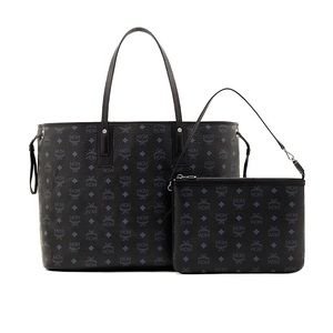 MCM  Liz Reversible Tote + zipper pouch, Medium, Black